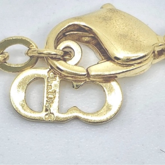 VINTAGE CHRISTIAN DIOR GOLD TONED PAVE TEARDROP PENDANT NECKLACE - Picture 7 of 7